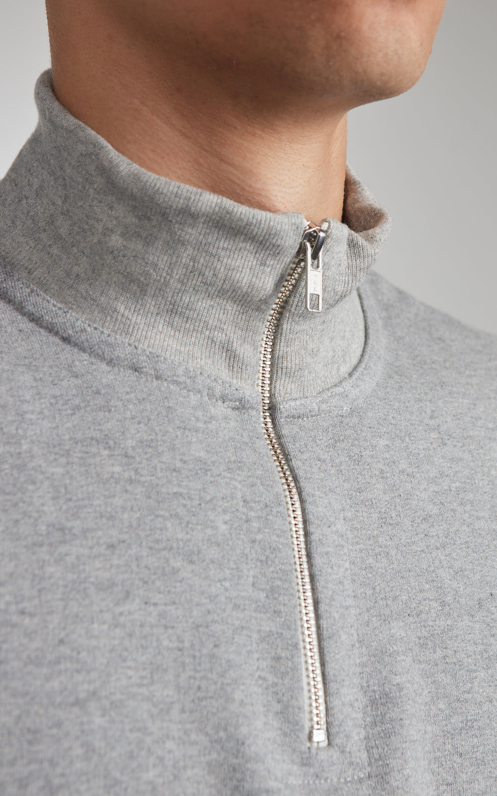 Merz b. Schwanen 343Z Sweatshirt Half Zip Mock Neck Grey Melange