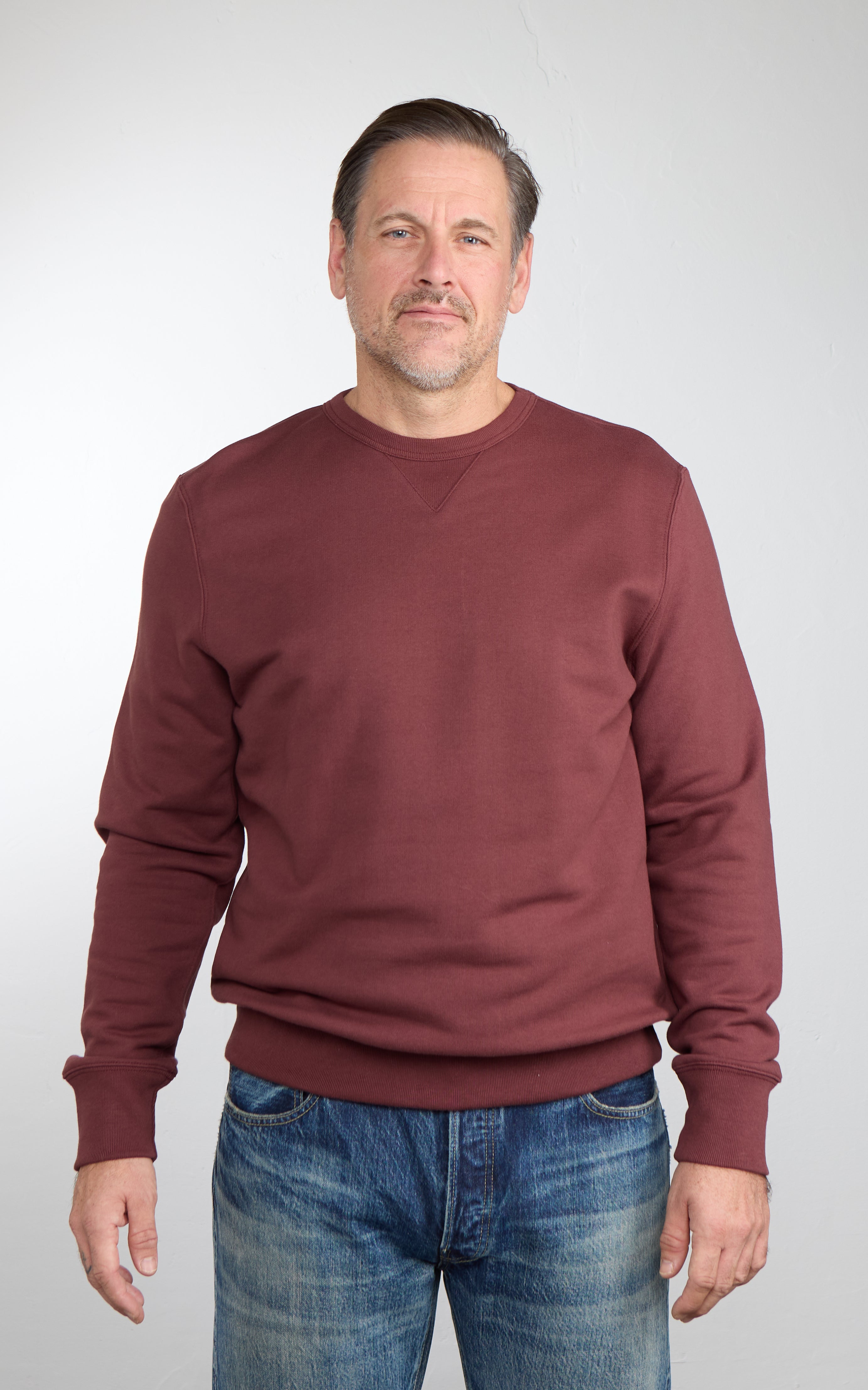Merz b. Schwanen 3M46 Sturdy Loopback Fleece Sweatshirt Burgundy