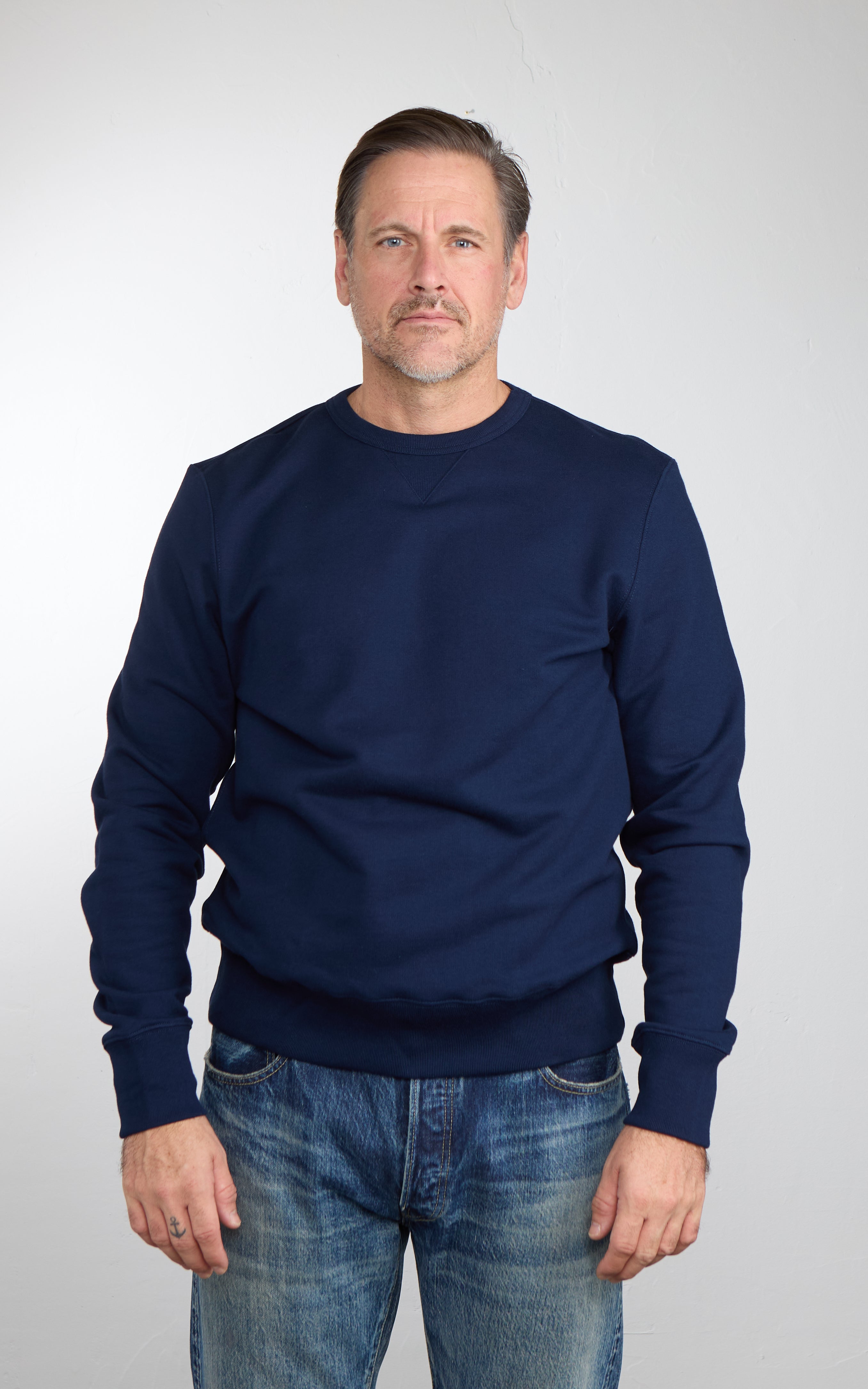 Merz b. Schwanen 3M46 Sturdy Loopback Fleece Sweatshirt Ink Blue