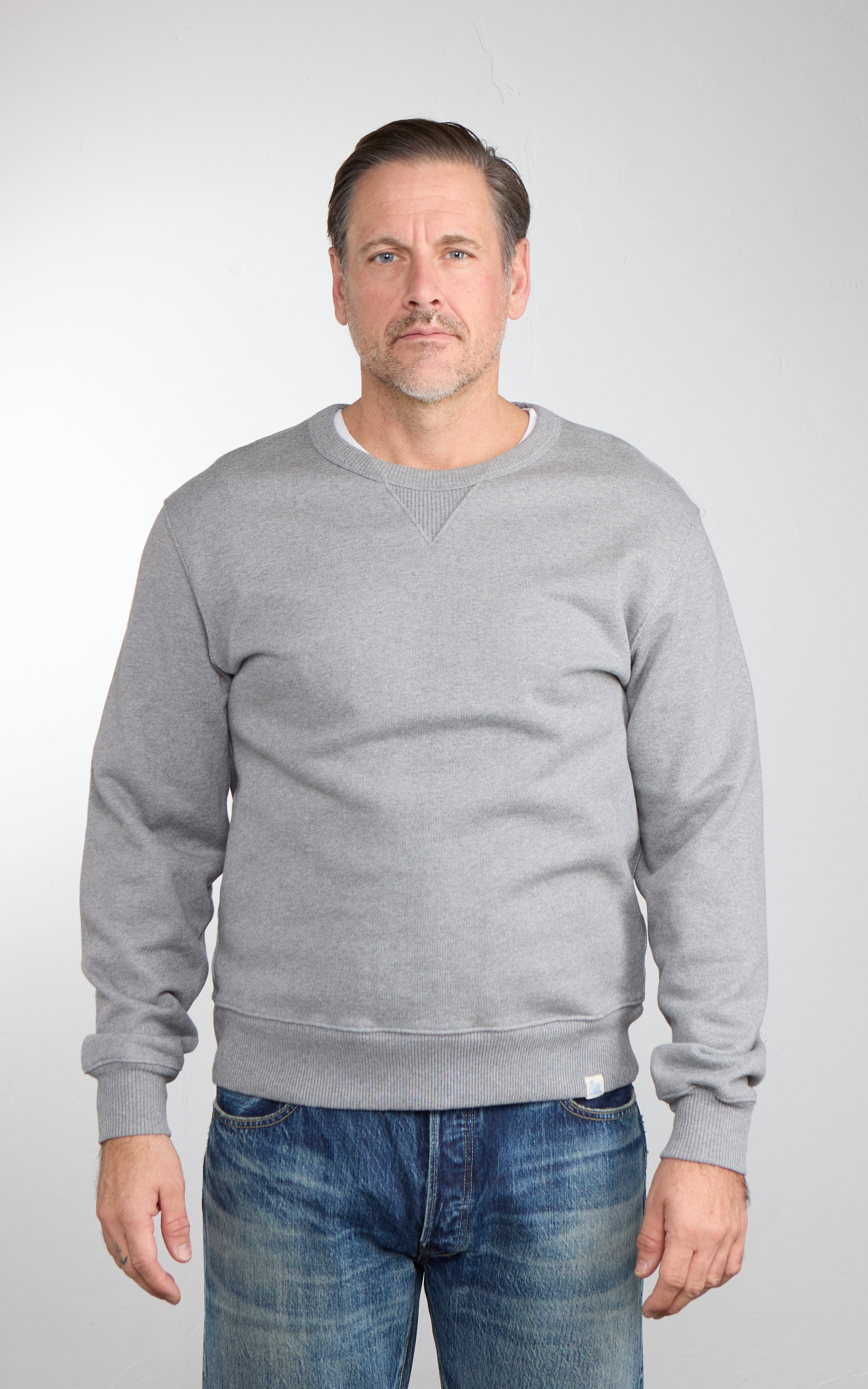 Merz b. Schwanen CREW02 Authentic Fleece Classic Fit Sweatshirt Grey Melange