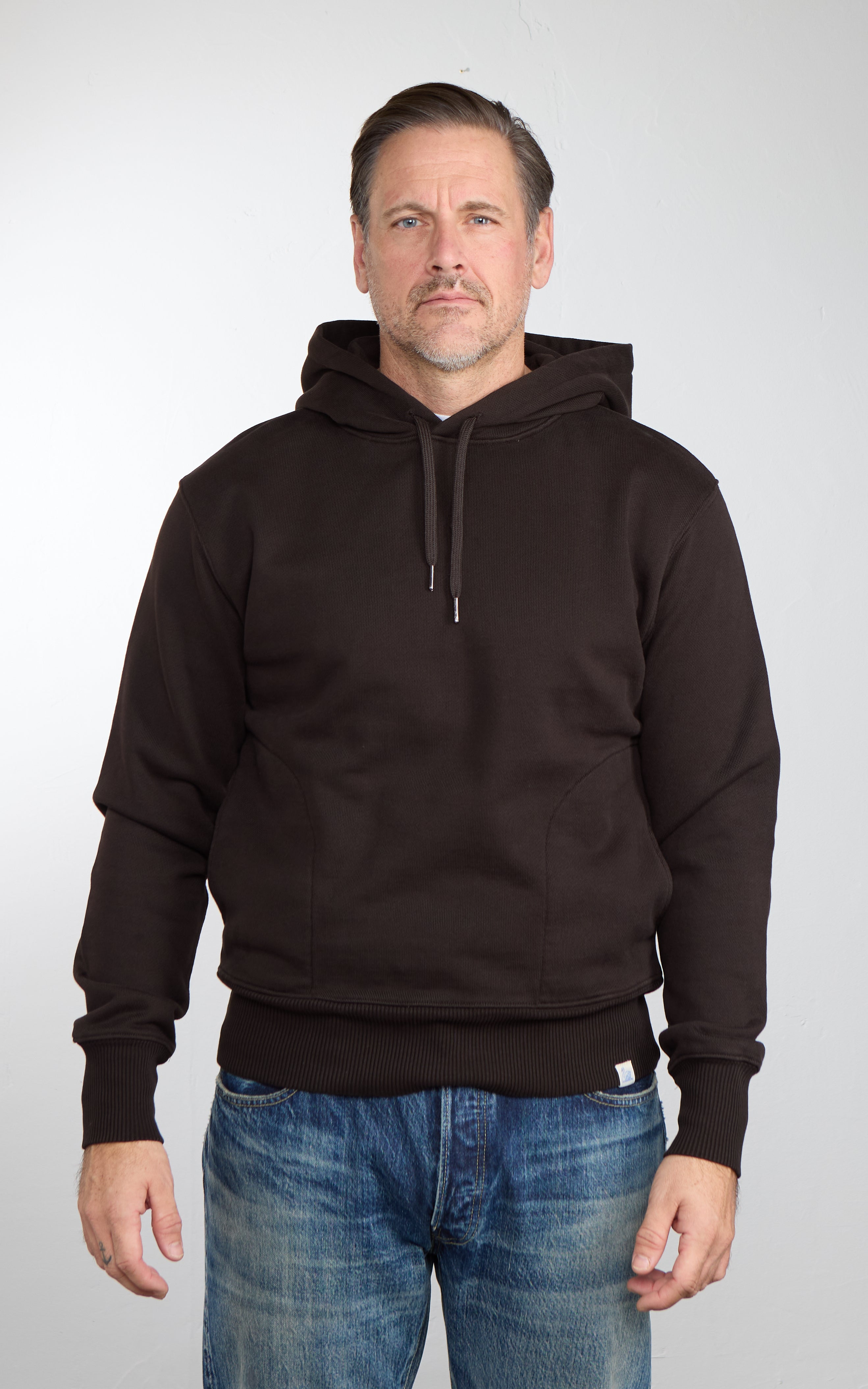 Merz b. Schwanen HOODIE01 Authentic Fleece Classic Fit Hoodie Espresso
