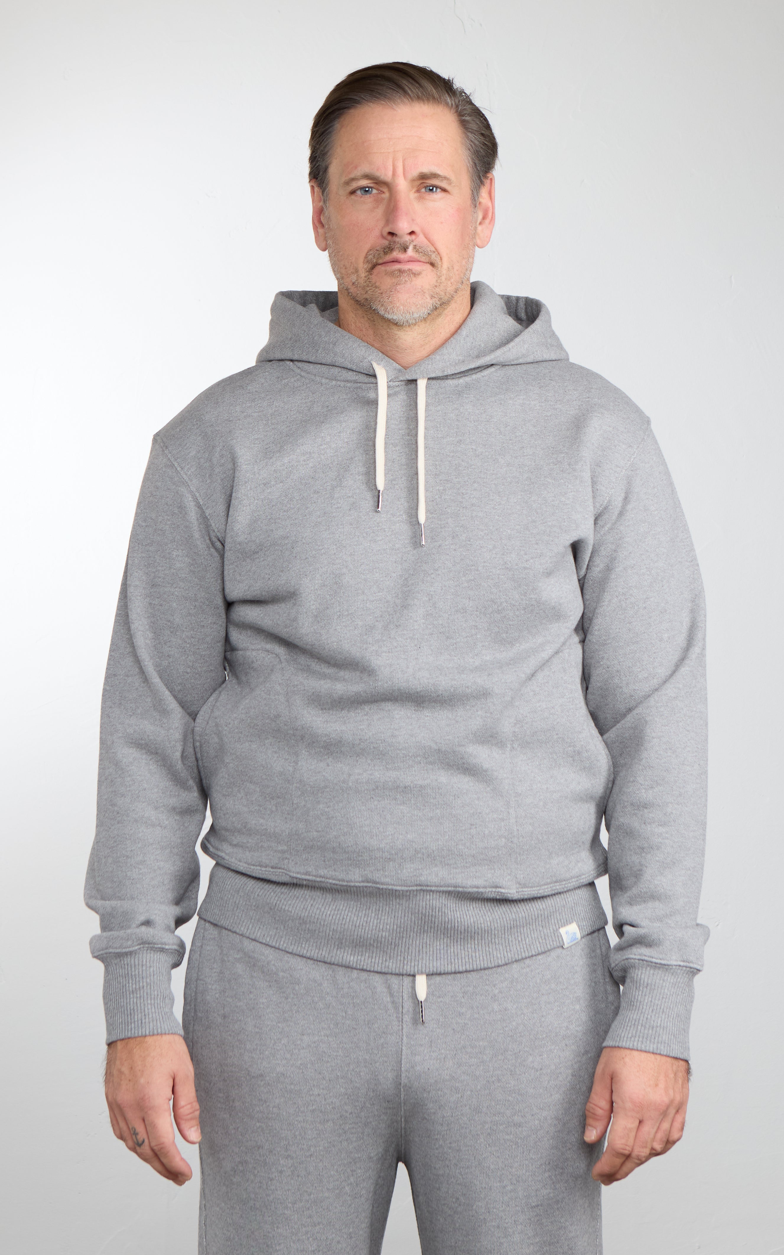 Merz b. Schwanen HOODIE01 Authentic Fleece Classic Fit Hoodie Grey Melange