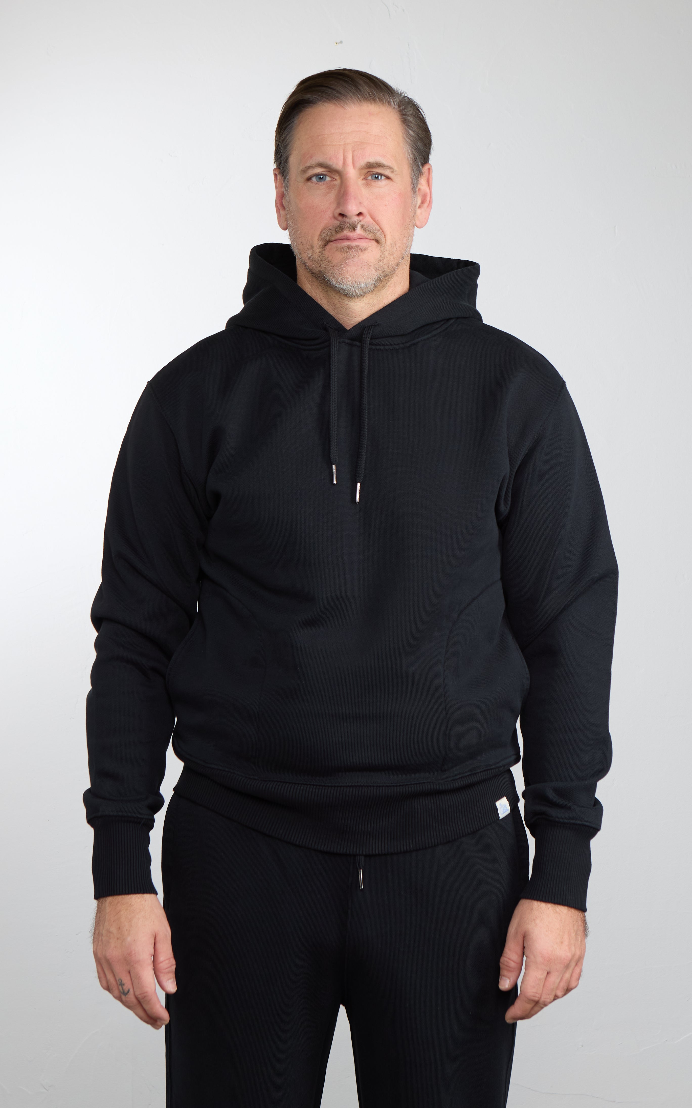 Merz b. Schwanen HOODIE01 Authentic Fleece Classic Fit Hoodie Deep Black