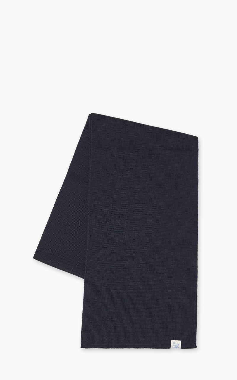 Merz b. Schwanen MWSC01 Merino Wool Ribbed Scarf Dark Navy