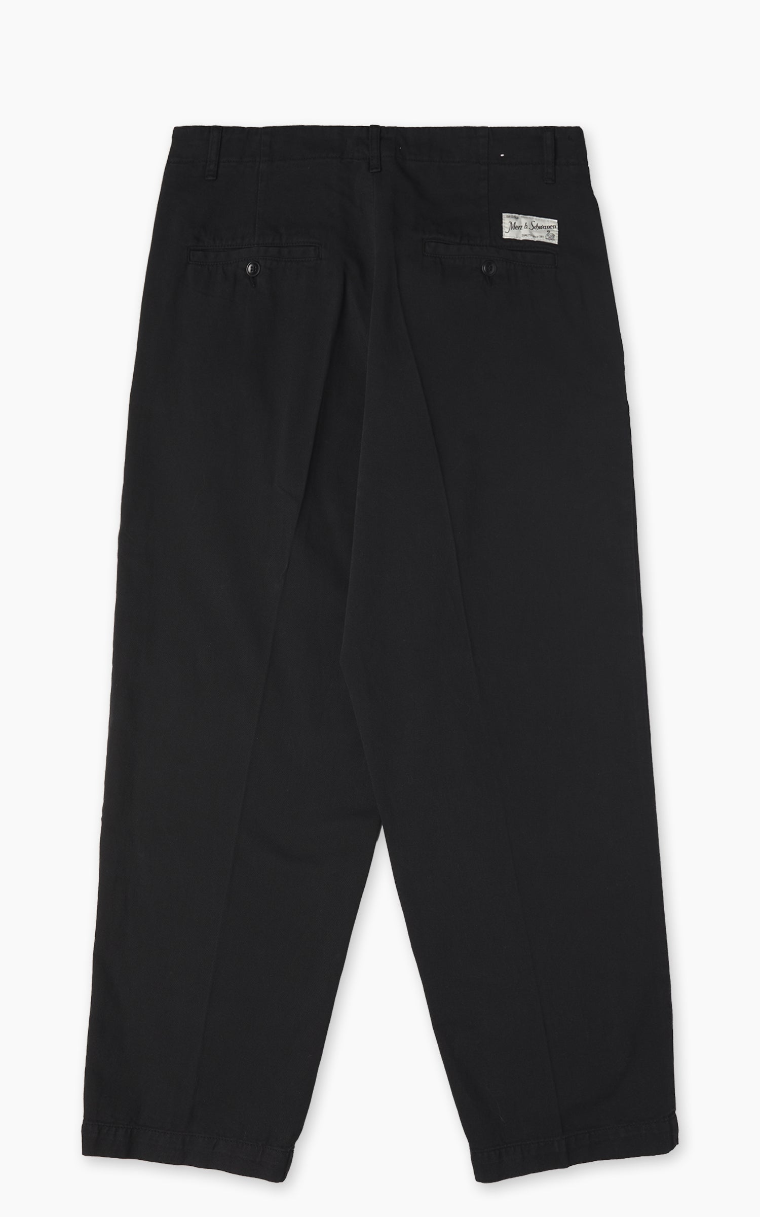 Merz b. Schwanen RIDER01T Pleated Twill Trouser Deep Black