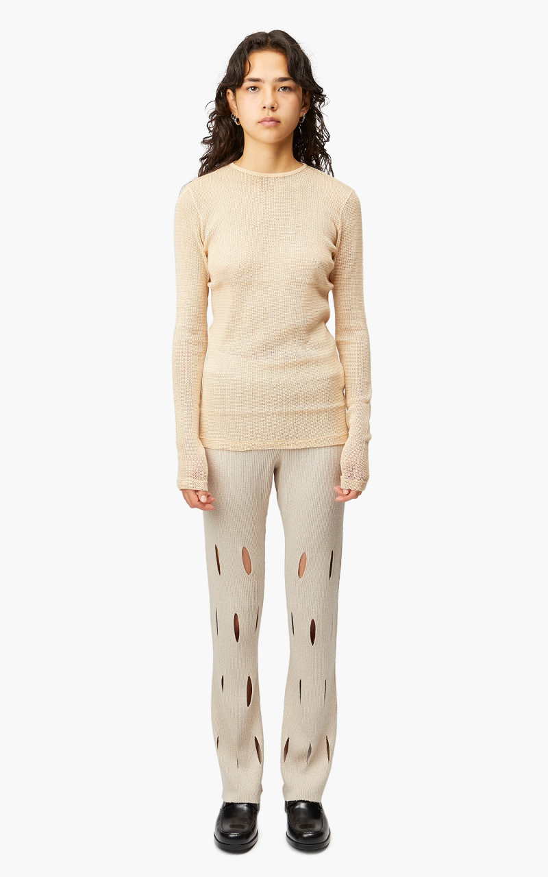 Auralee W Wool Rashel Mesh L/S Tee Light Beige