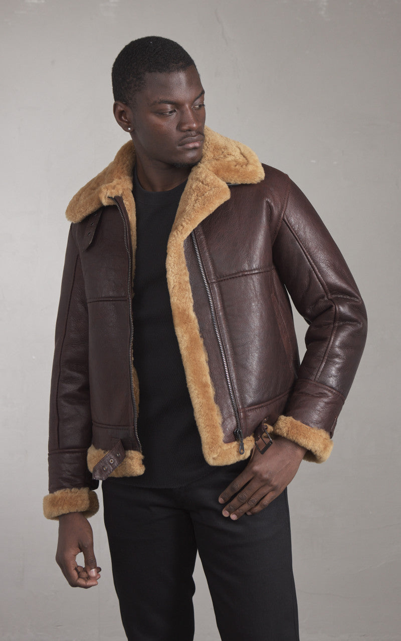 Military Surplus B-46 Shearling Flight Leather Jacket Brown