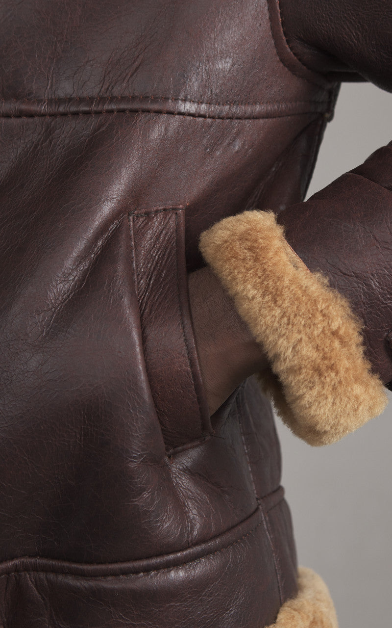 Military Surplus B-46 Shearling Flight Leather Jacket Brown