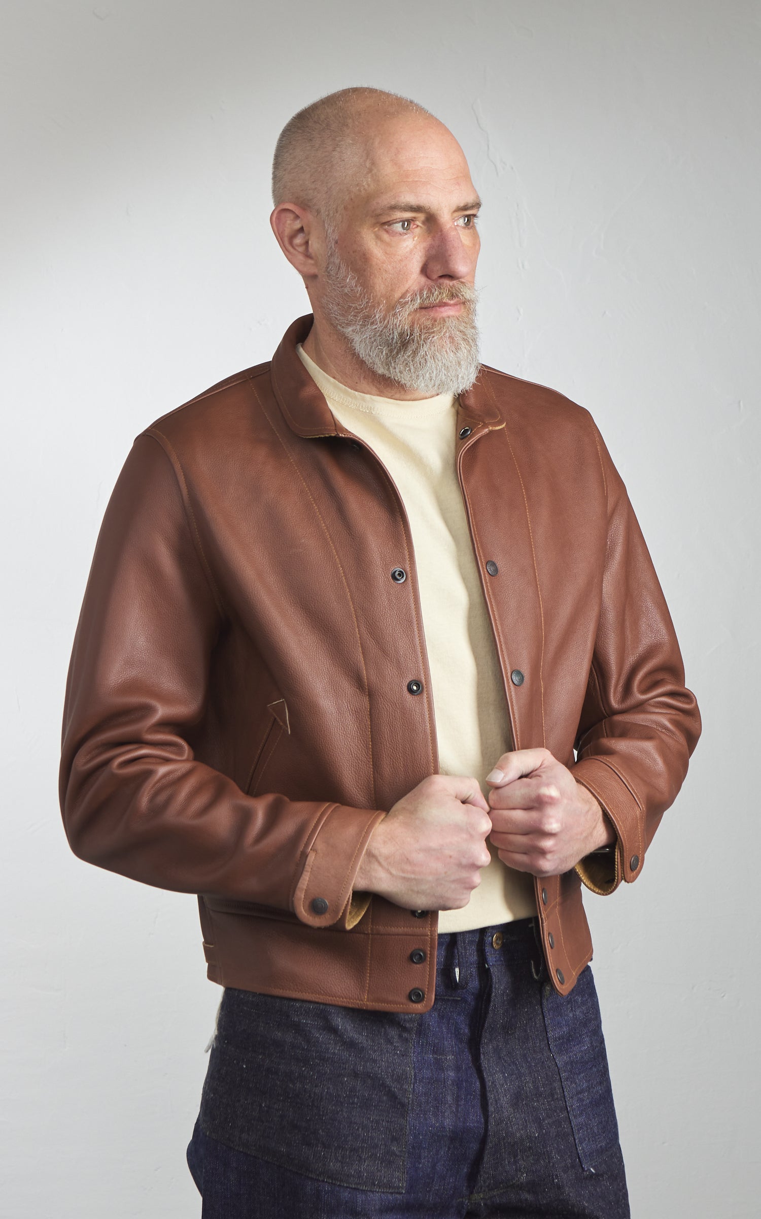 Mister Freedom Campus "Stud" Jacket Bison Leather Brown