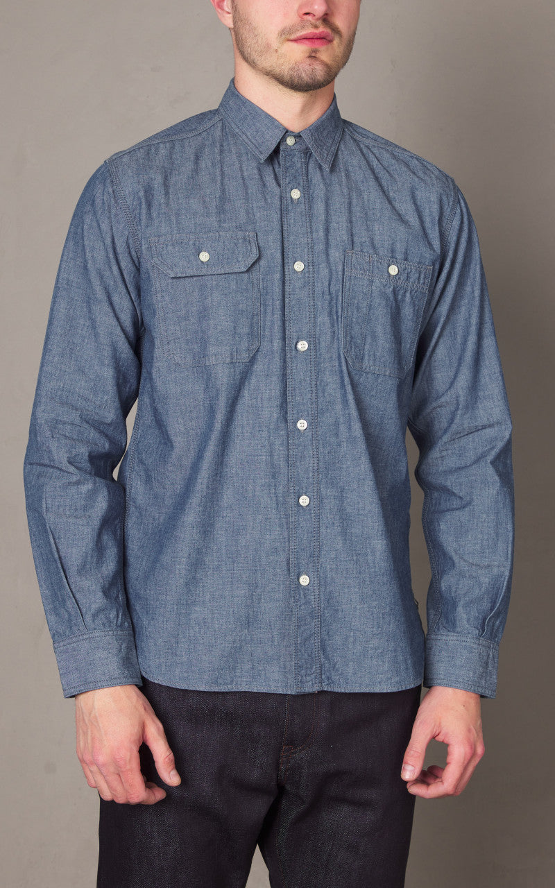Momotaro Jeans MXLS1010 5oz Selvedge Chambray Shirt Indigo