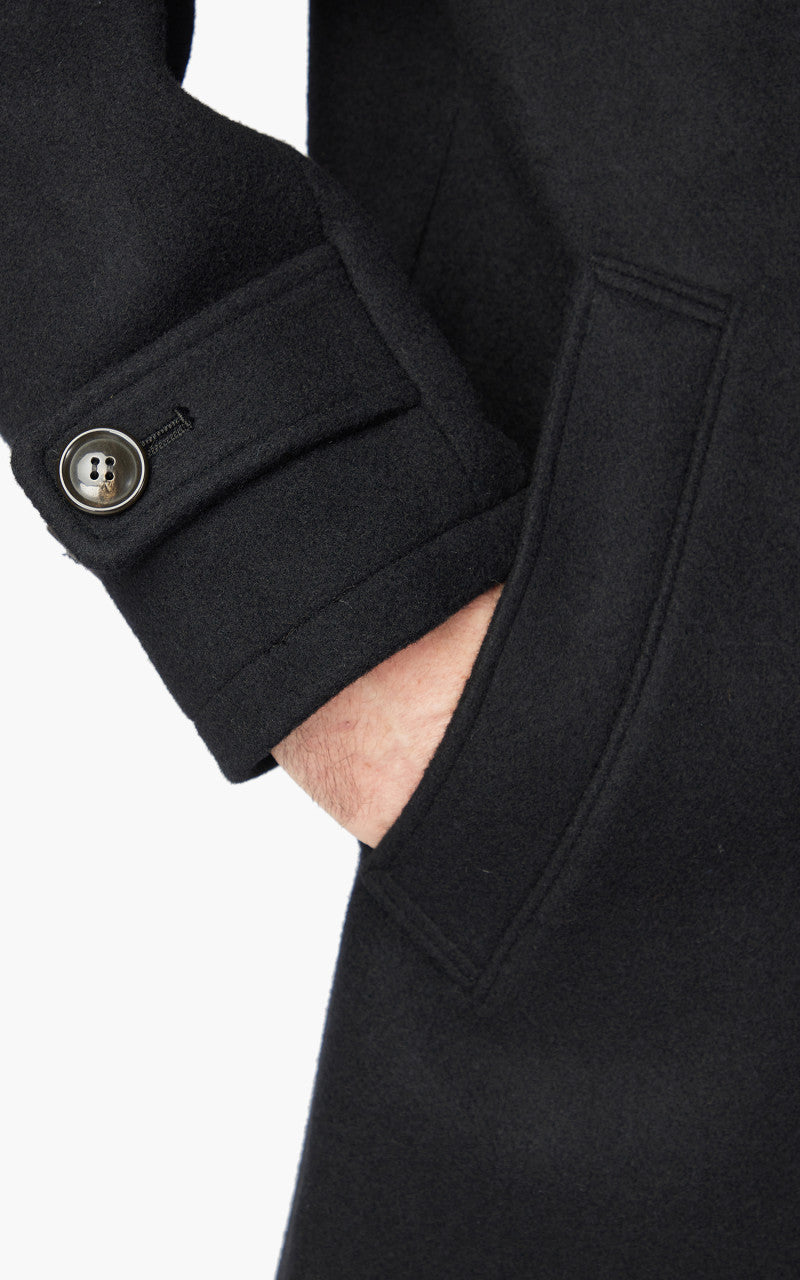 Momotaro Jeans MXOT1500 Heavy Melton Balmacaan Coat Black