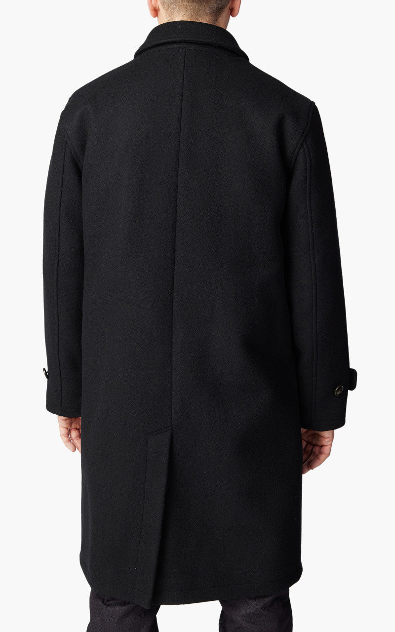 Momotaro Jeans MXOT1500 Heavy Melton Balmacaan Coat Black