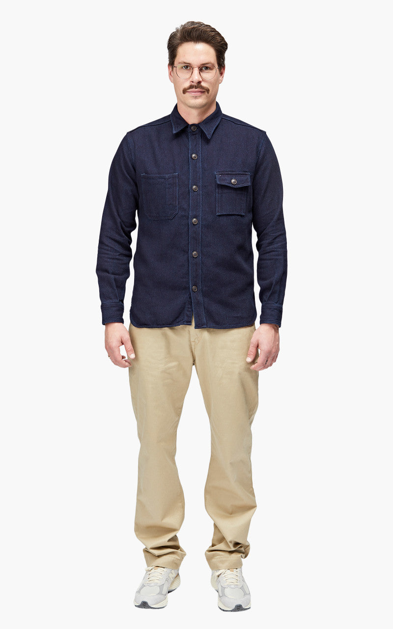 Momotaro Jeans MLS1070M23 Heavy Dobby Shirt Sashiko Indigo