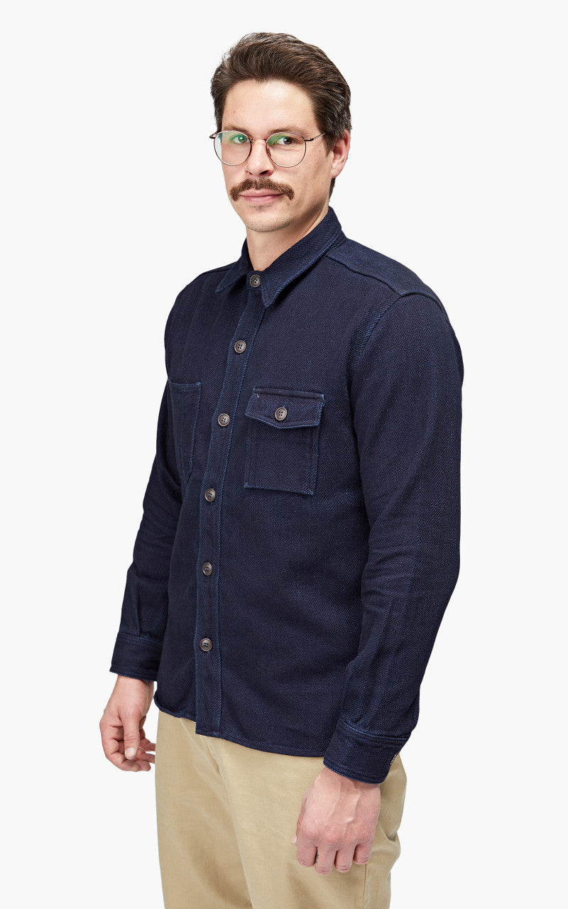 Momotaro Jeans MLS1070M23 Heavy Dobby Shirt Sashiko Indigo