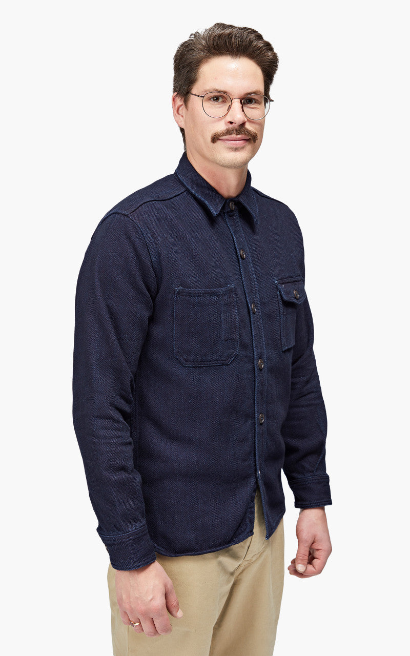 Momotaro Jeans MLS1070M23 Heavy Dobby Shirt Sashiko Indigo