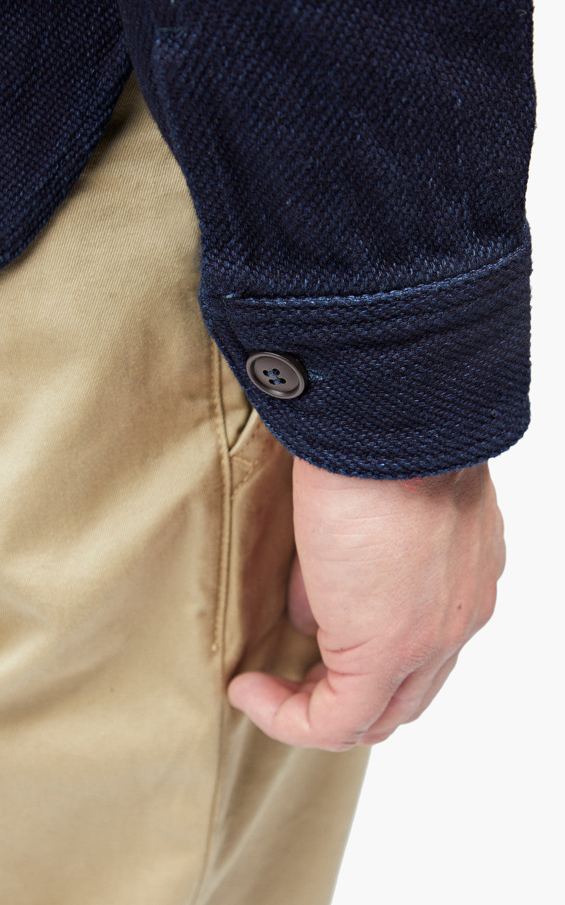 Momotaro Jeans MLS1070M23 Heavy Dobby Shirt Sashiko Indigo
