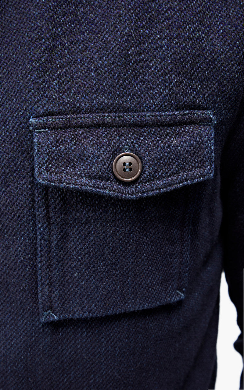 Momotaro Jeans MLS1070M23 Heavy Dobby Shirt Sashiko Indigo