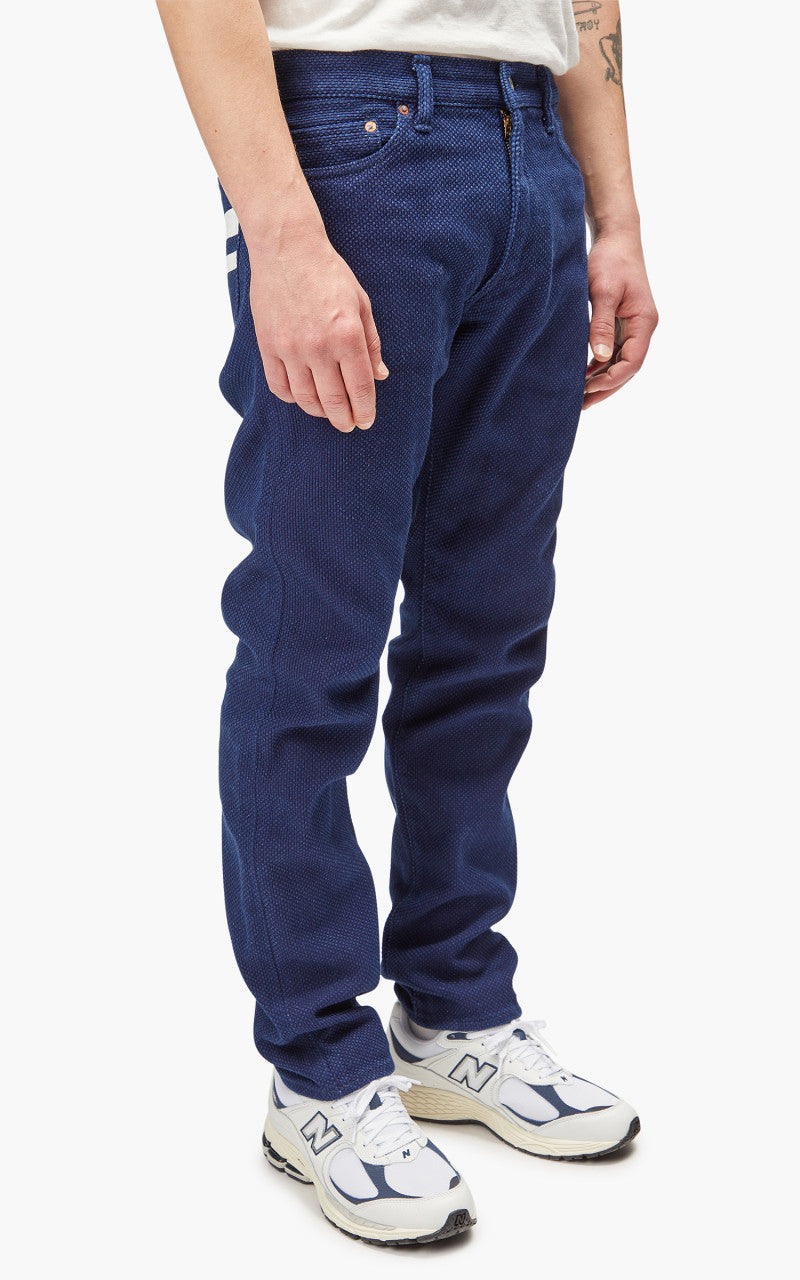 Momotaro Jeans Indigo Sashiko Narrow Tapered GTB Stripes Indigo