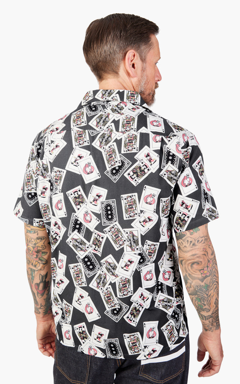 Momotaro Jeans MSS1010M31 Original Cards Design Hawaiian Shirt Black