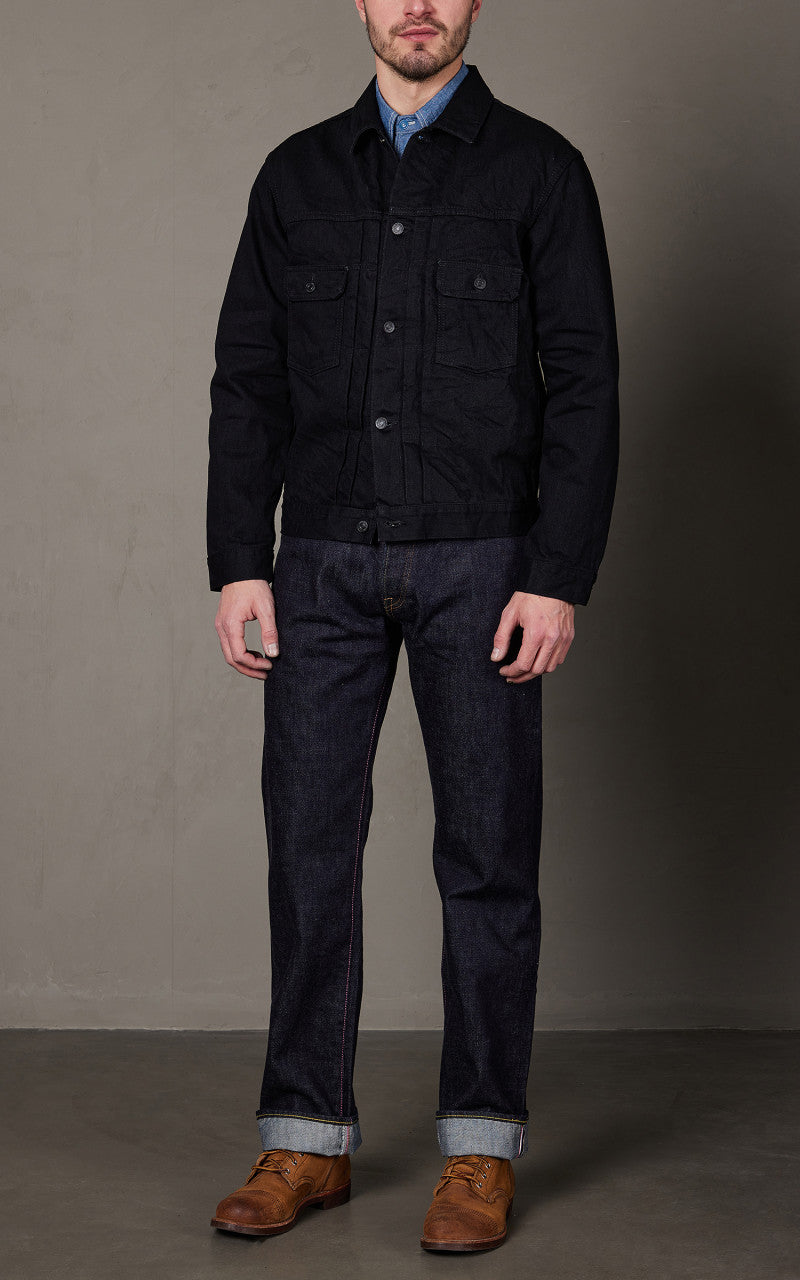 Momotaro Jeans MXGJ1108 Type 2 Denim Jacket Black x Black 15.7oz