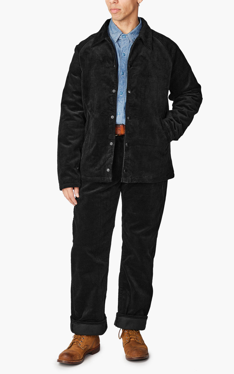 Momotaro Jeans Corduroy Coach Jacket Black