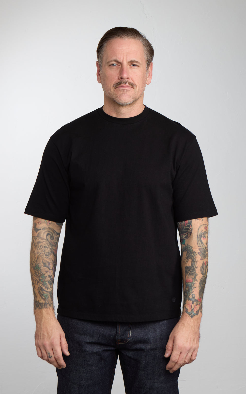 MOMOTARO JEANS MMTS6031 2-Pack Round Body Tee White/Black