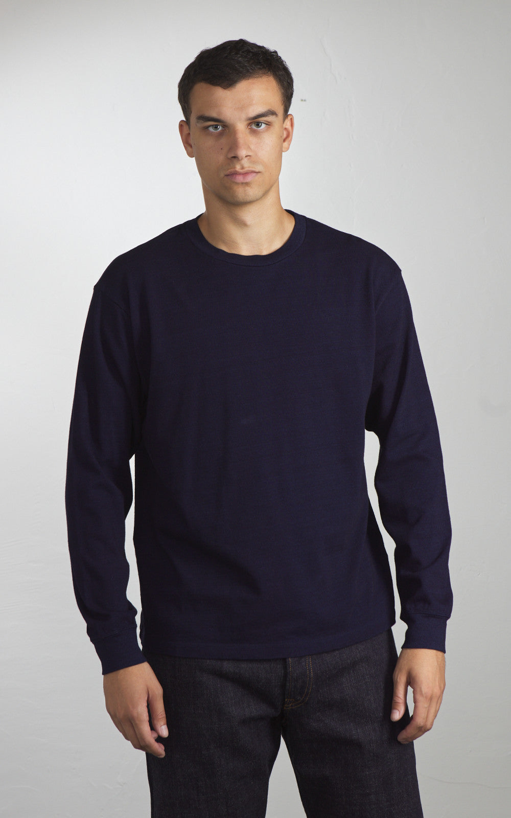 Momotaro Jeans MXTS1034 Yarn Dyed Longsleeve Tee Indigo 6.6oz