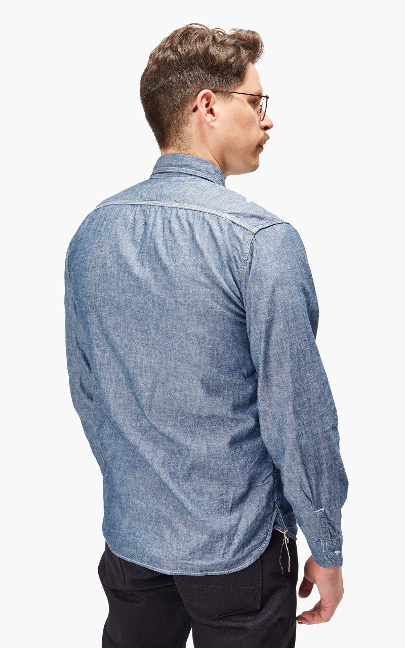 Momotaro Jeans MS044 5oz Chambray Work Shirt Indigo