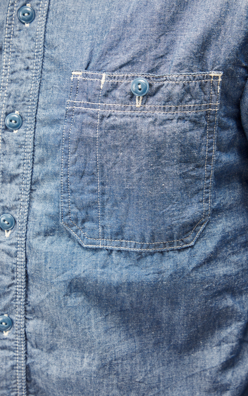 Momotaro Jeans MS044 5oz Chambray Work Shirt Indigo