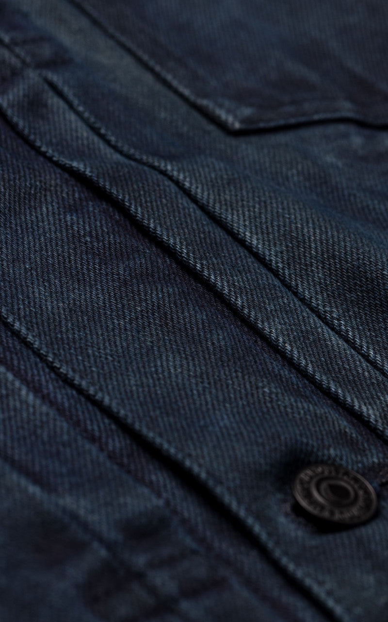 Momotaro Jeans MXGJ1002 Mud & Natural Indigo Dyed Type 2 Denim Jacket Natural Indigo