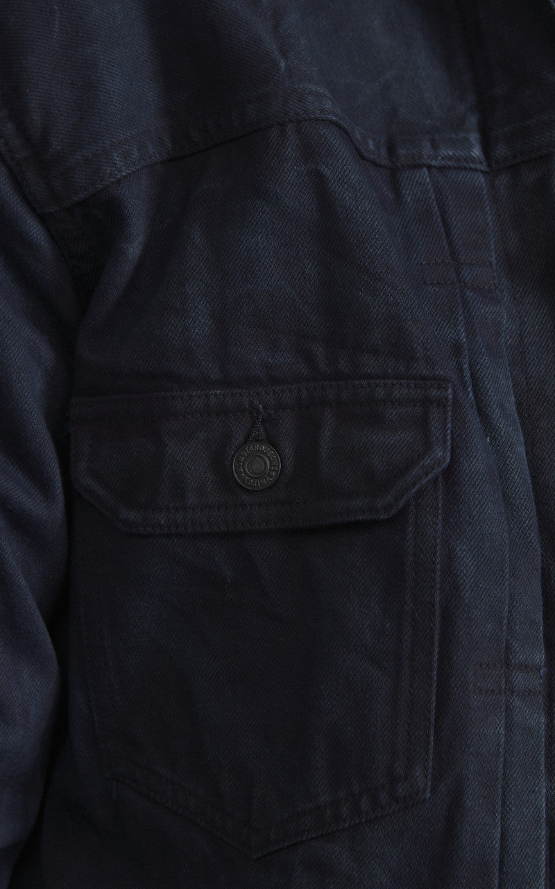 Momotaro Jeans MXGJ1002 Mud & Natural Indigo Dyed Type 2 Denim Jacket Natural Indigo