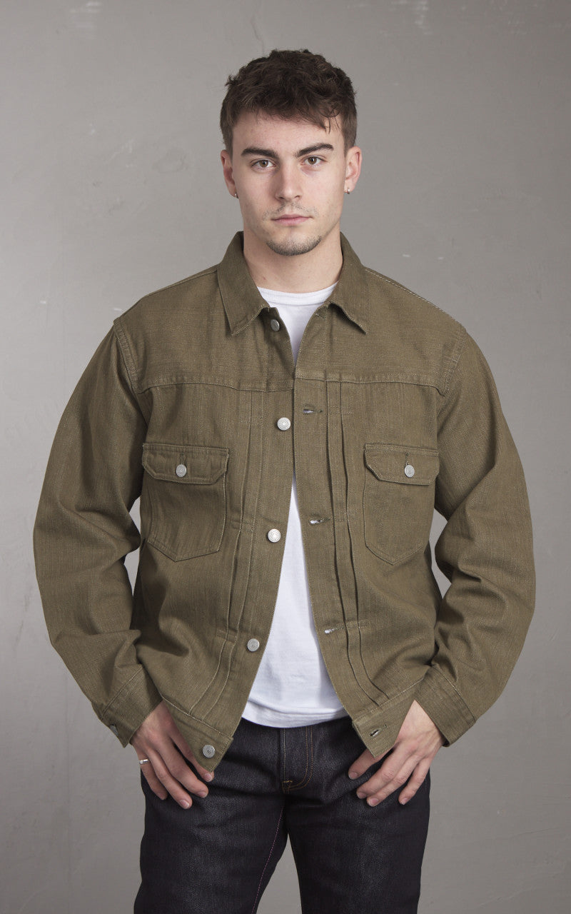 Momotaro Jeans MXGJ1003 Type 2 Denim Jacket Army Green 10.5oz