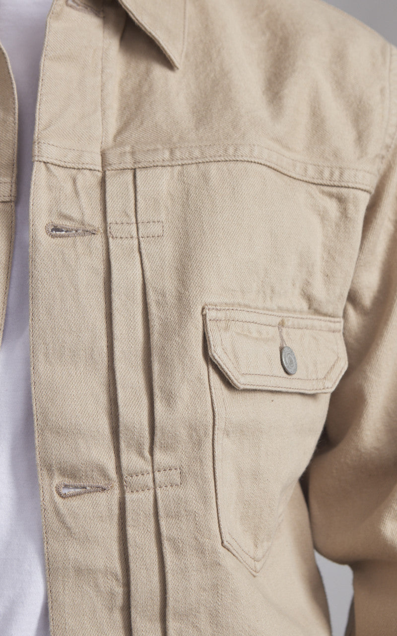 Momotaro Jeans MXGJ1004 Kakishibu Dyed Type 2 Denim Jacket Beige 13.5oz