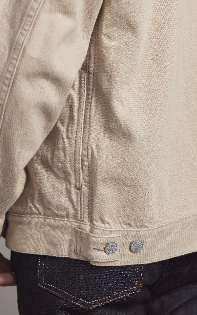 Momotaro Jeans MXGJ1004 Kakishibu Dyed Type 2 Denim Jacket Beige 13.5oz