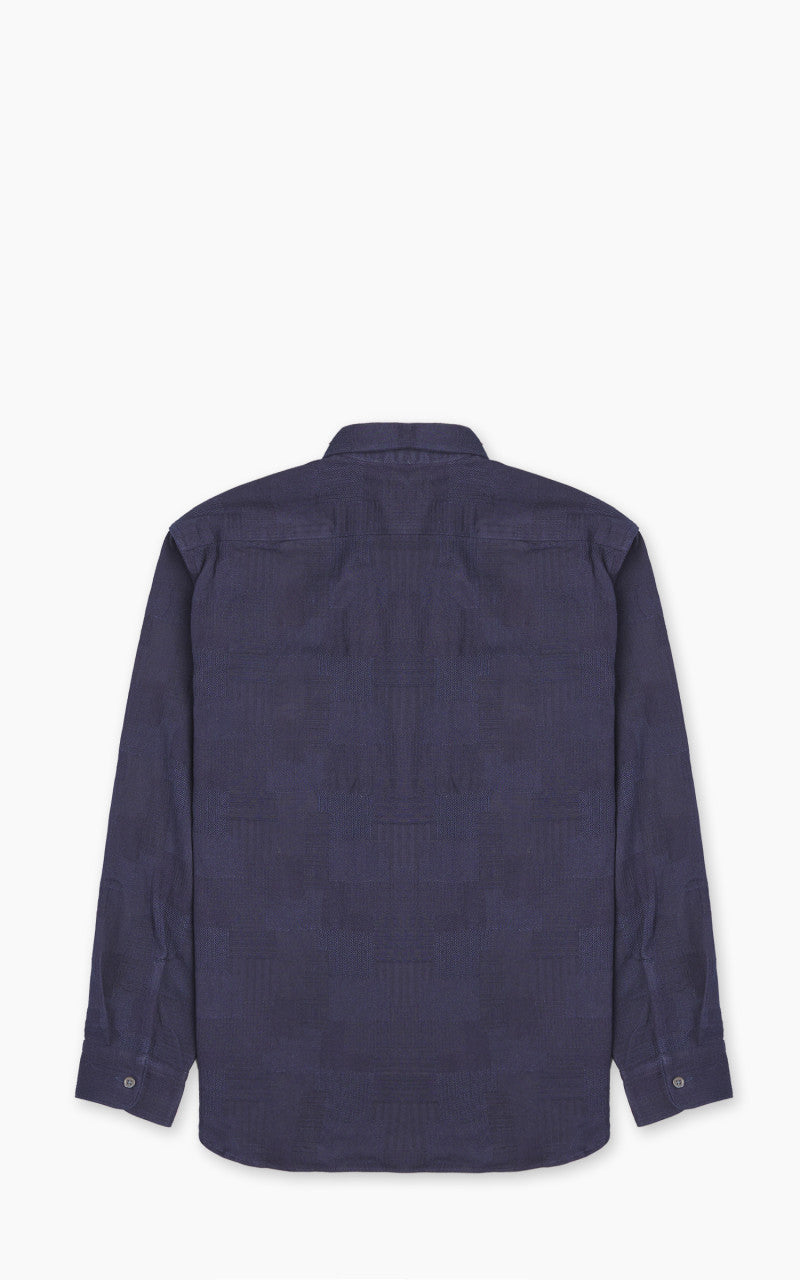 Momotaro Jeans MXLS1026 Indigo Dyed Sashiko Jacquard Shirt Indigo