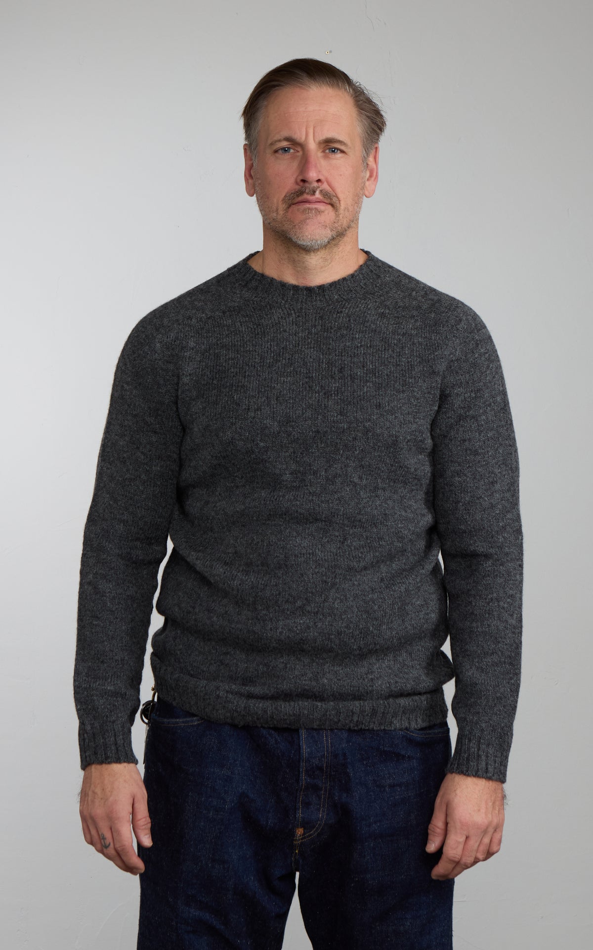 Mooncastle SW1 Shetland Wool Crewneck Sweater Charcoal