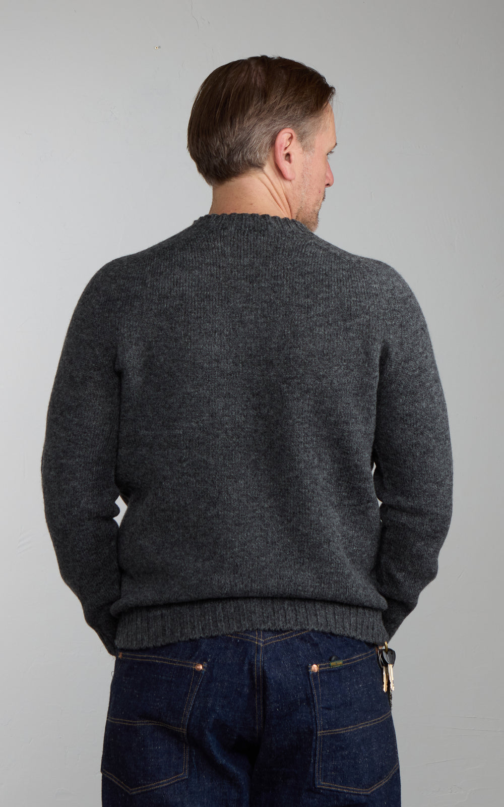 Mooncastle SW1 Shetland Wool Crewneck Sweater Charcoal