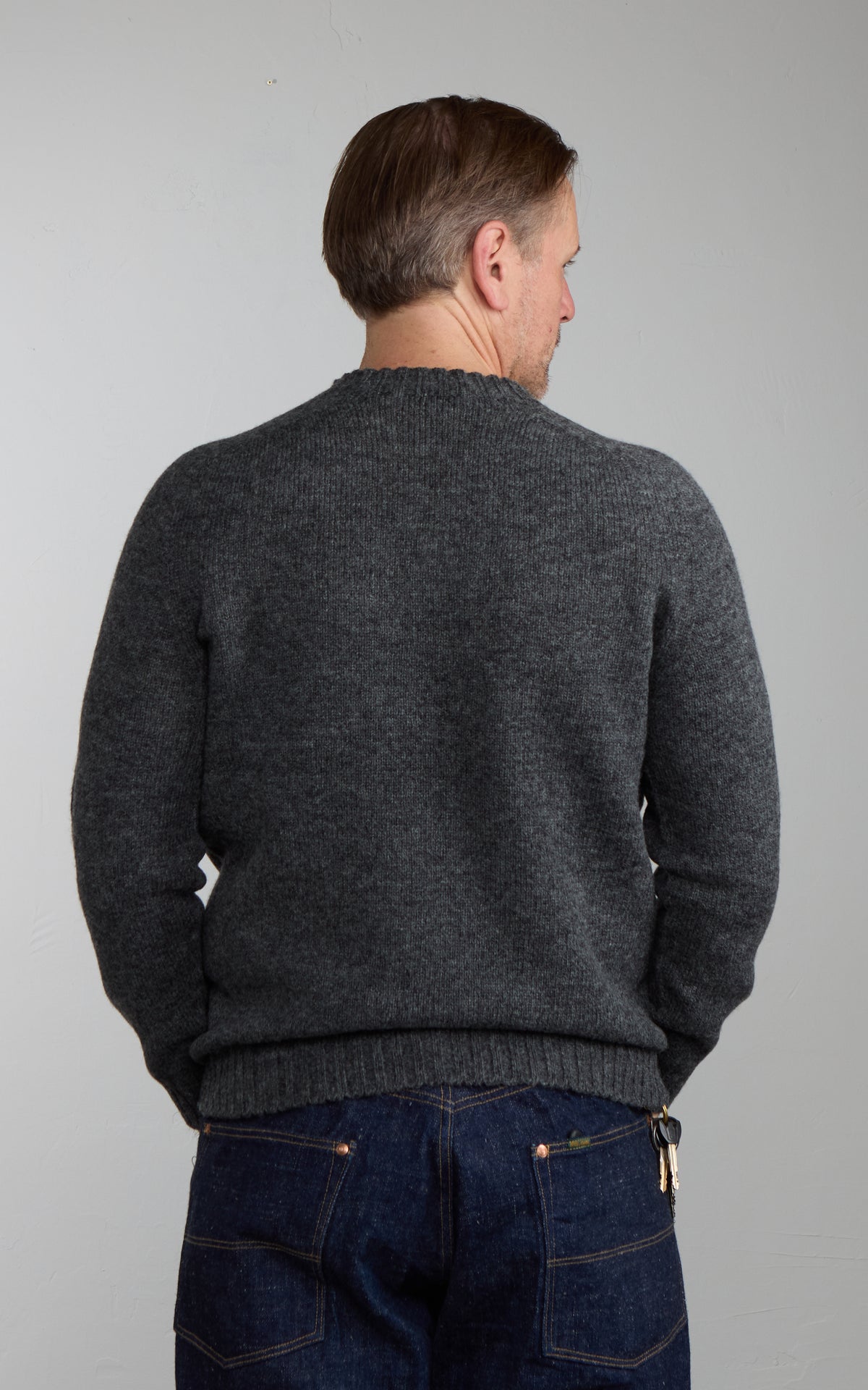 Mooncastle SW1 Shetland Wool Crewneck Sweater Charcoal