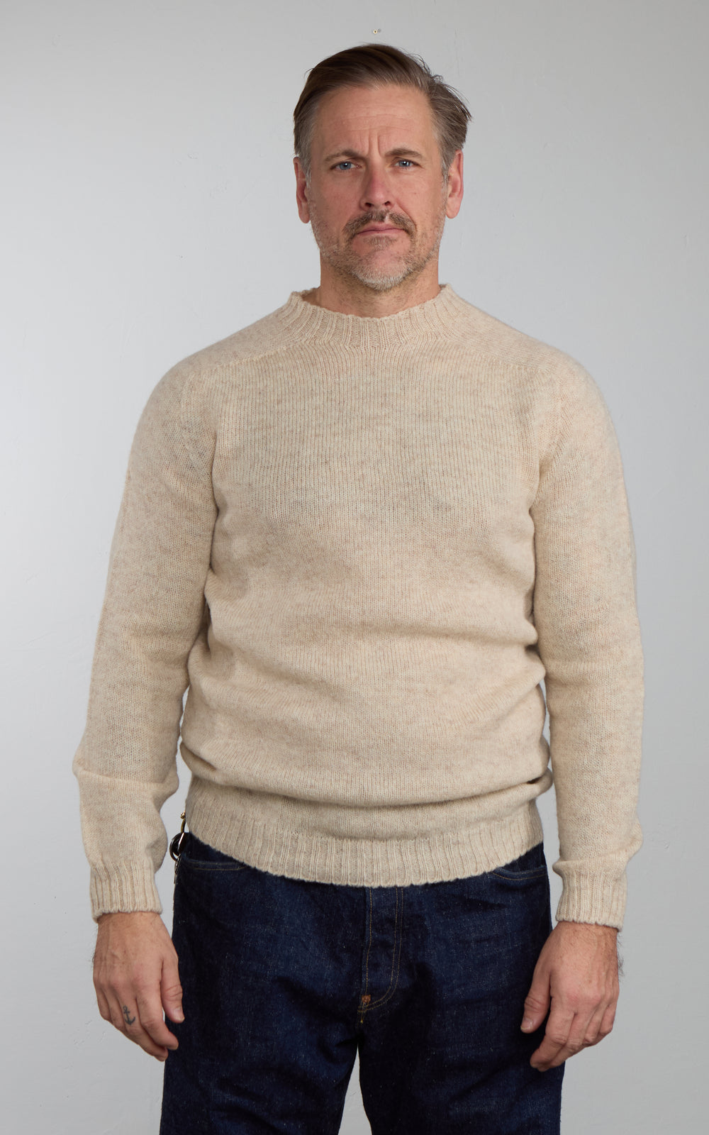 Mooncastle SW1 Shetland Wool Crewneck Sweater Ivory