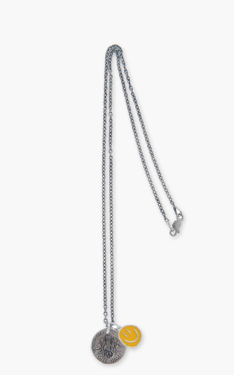 North Works N-645-A Necklace 925 Silver Smile Peace Yellow