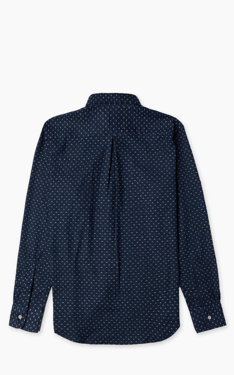 Naked & Famous Denim Easy Shirt Kimono Triangles Print Indigo