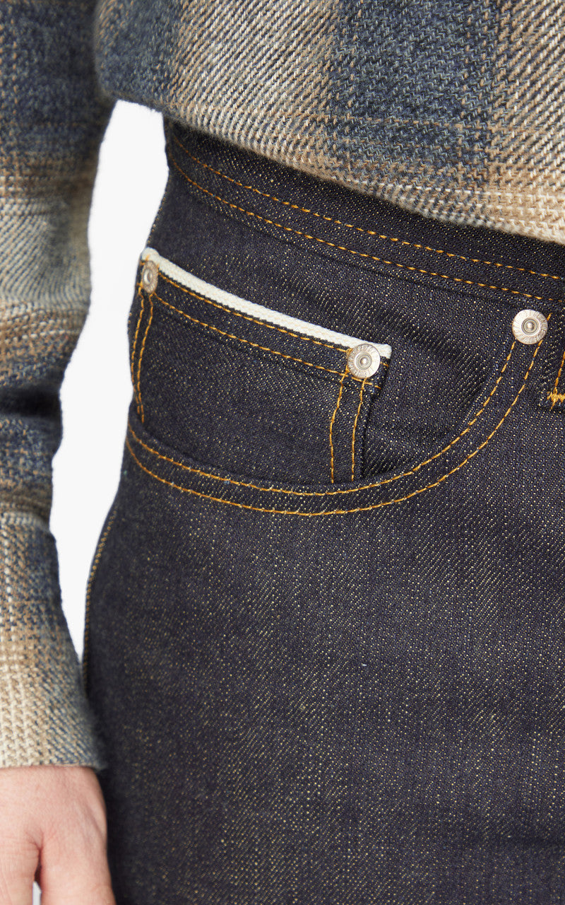 Naked & Famous Denim Weird Guy Pagoda Dyed Selvedge Indigo/Yellow 15oz