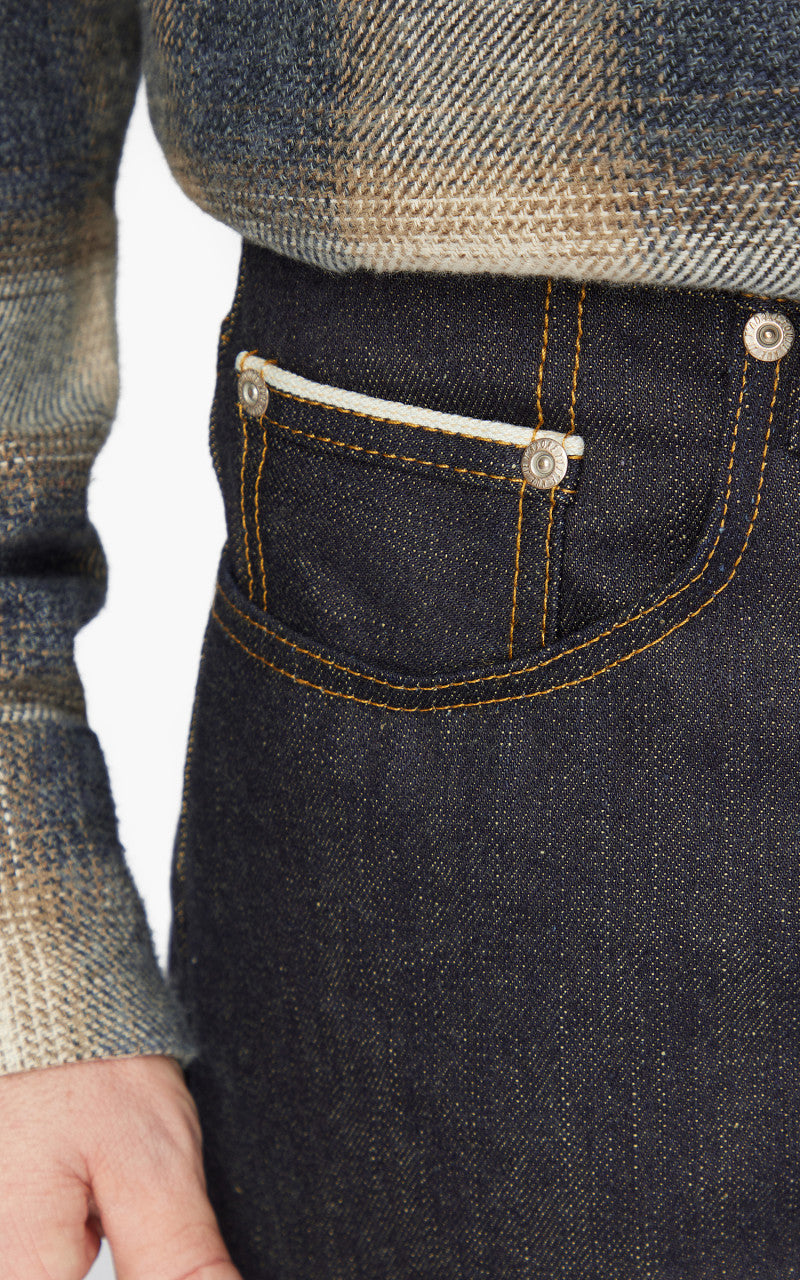 Naked & Famous Denim Easy Guy Pagoda Dyed Selvedge Indigo/Yellow 15oz