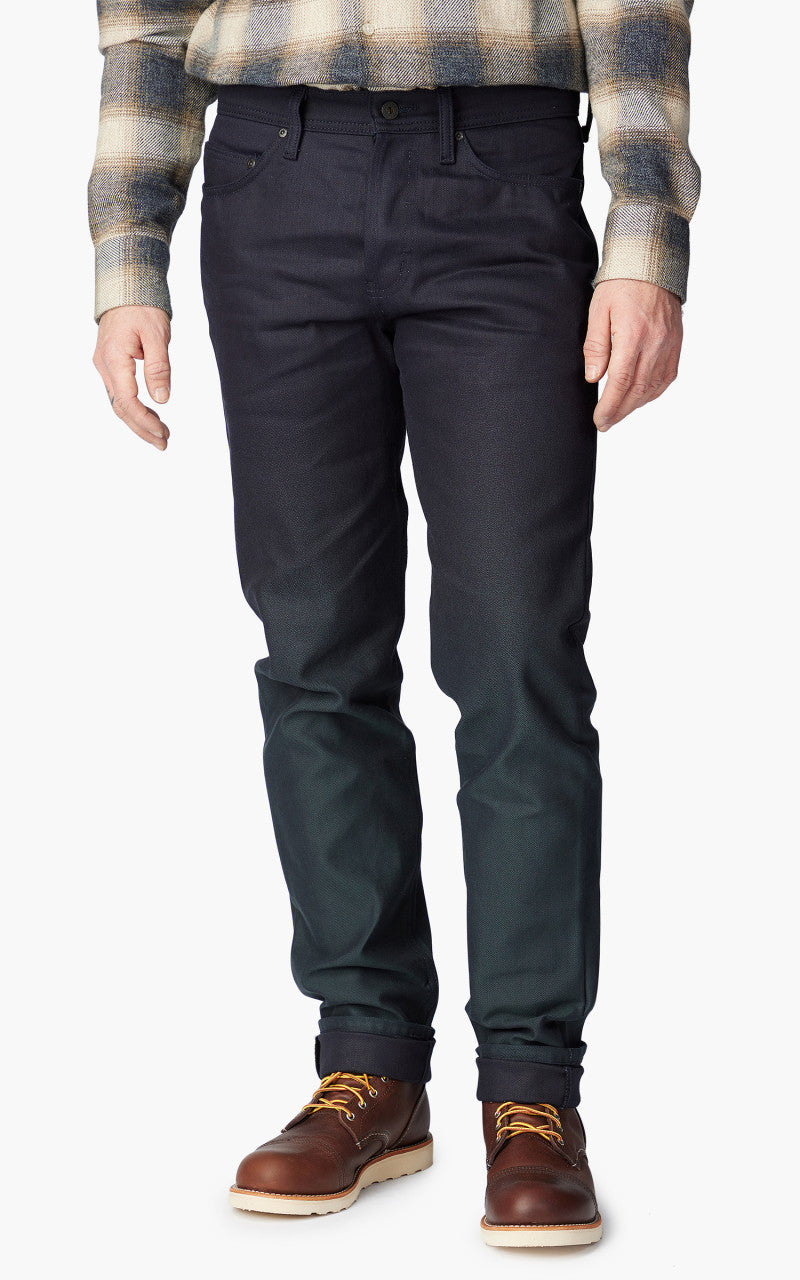 Naked & Famous Denim Weird Guy Gradient Denim Indigo Green 10oz