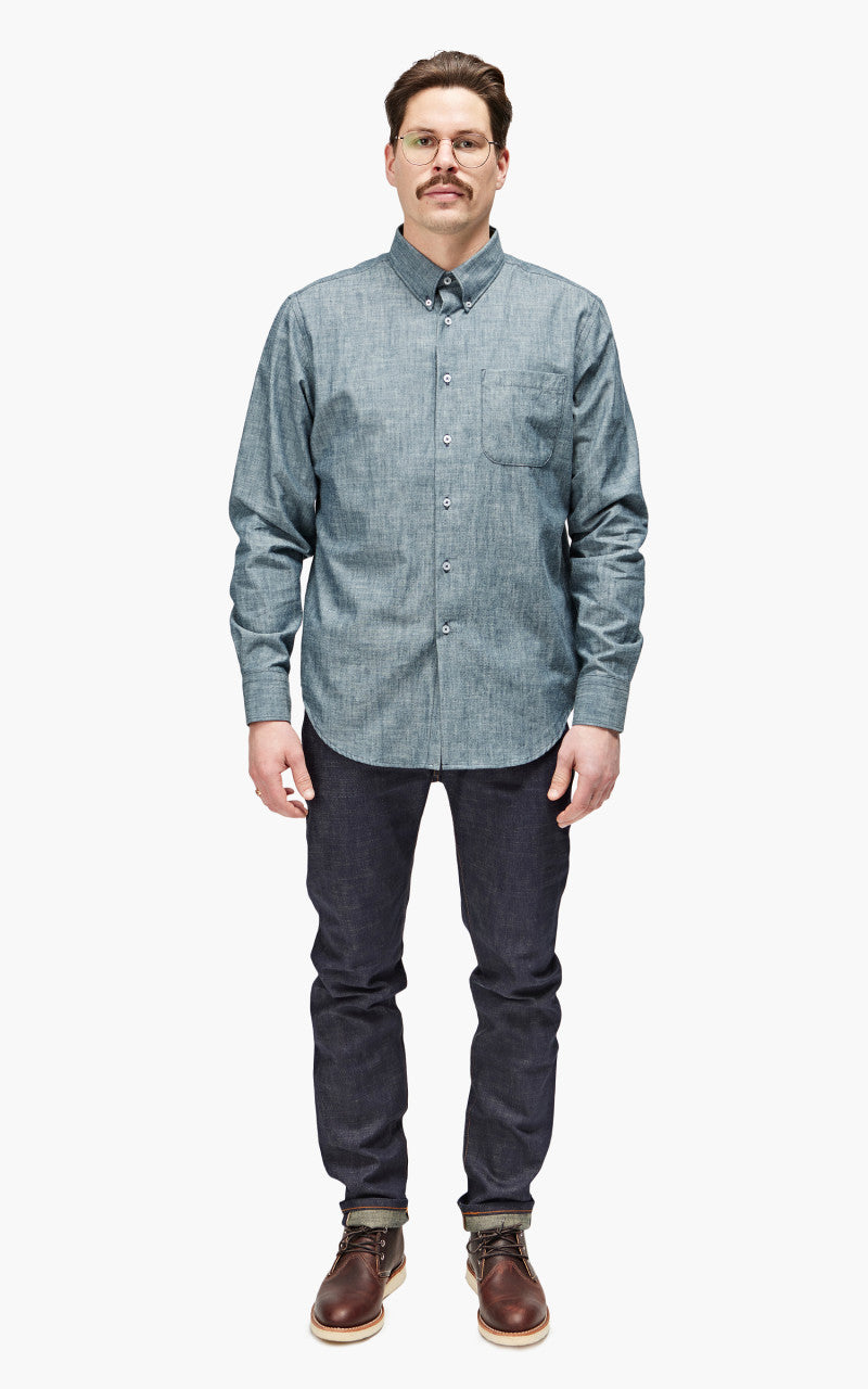 Naked & Famous Denim Easy Shirt Chambray Rinsed Blue 5oz