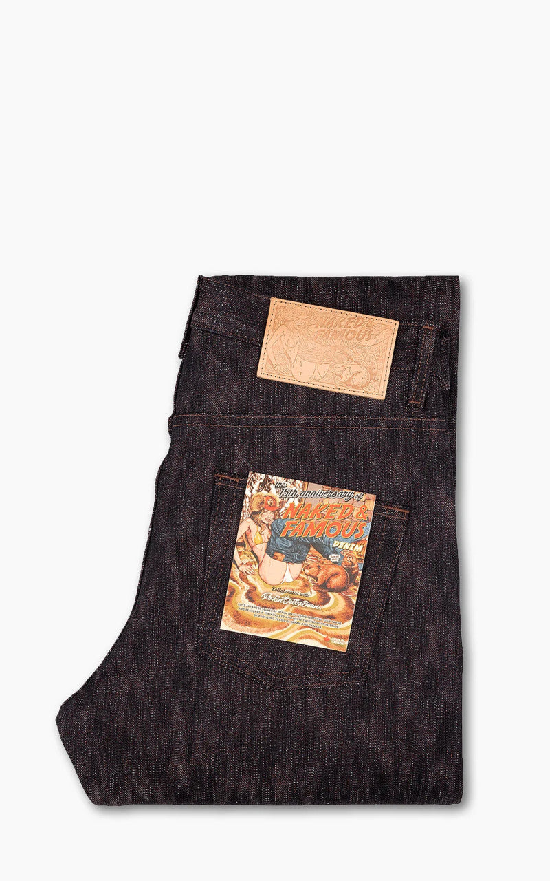 Naked & Famous Denim Easy Guy 15th Anniversary Denim Indigo x Red/White