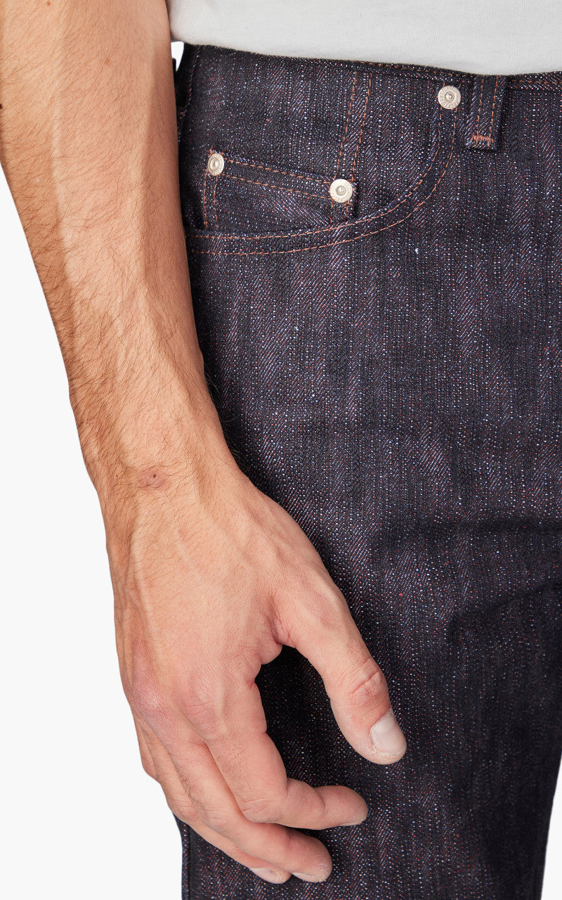 Naked & Famous Denim Easy Guy 15th Anniversary Denim Indigo x Red/White
