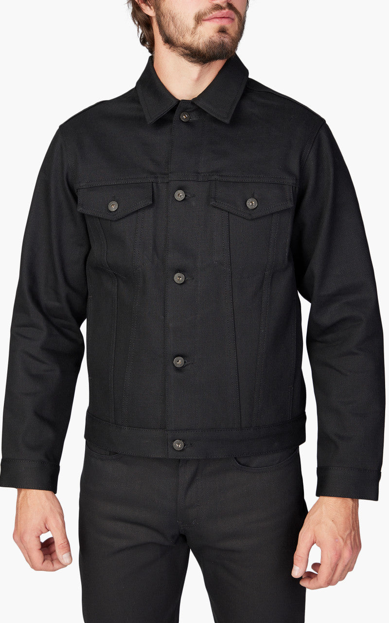 Naked & Famous Denim Lined Denim Jacket Solid Black Selvedge