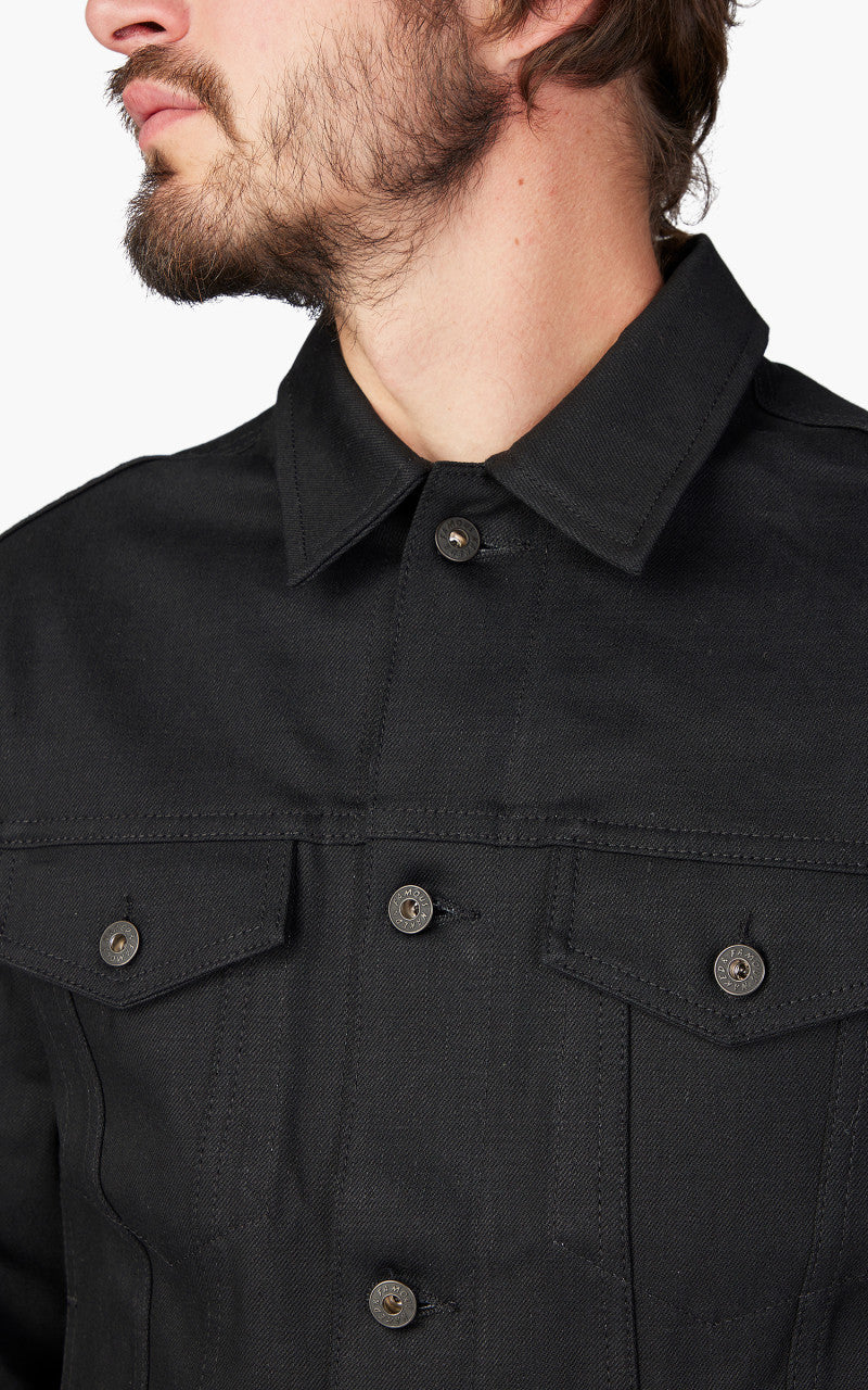 Naked & Famous Denim Lined Denim Jacket Solid Black Selvedge