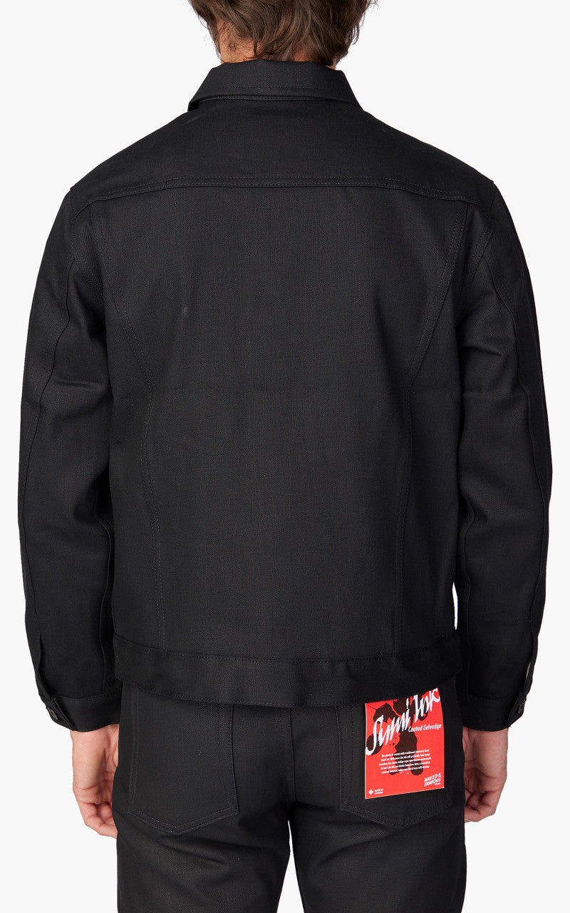 Naked & Famous Denim Lined Denim Jacket Solid Black Selvedge